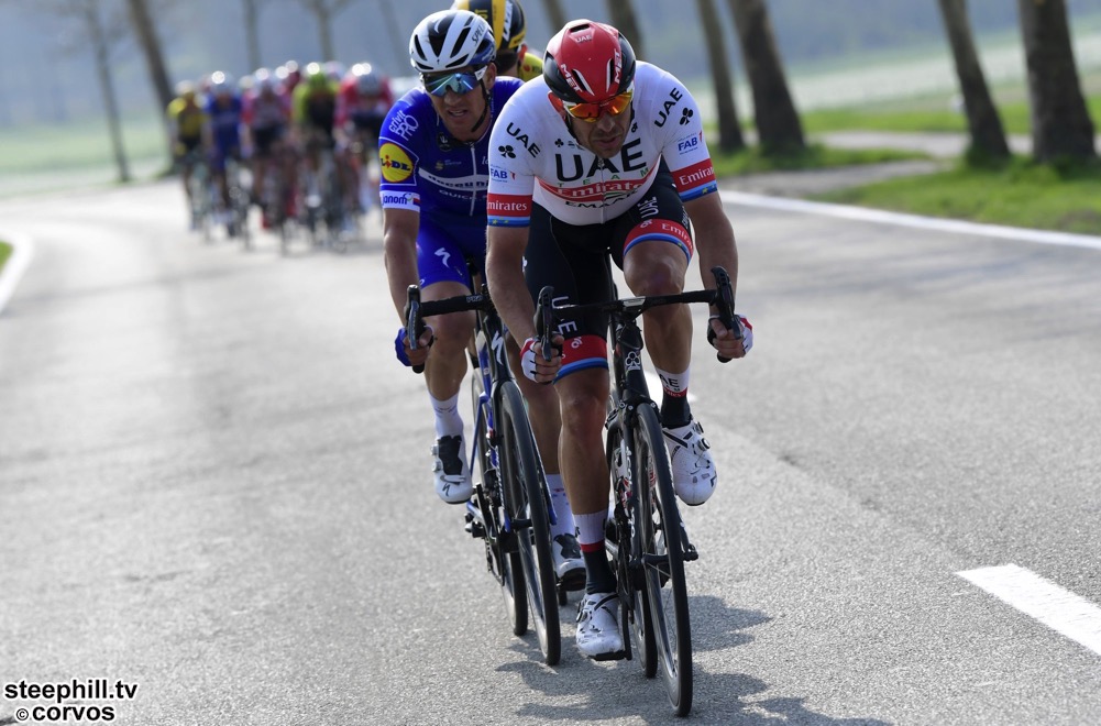 Wevelgem - Belgium - wielrennen - cycling - cyclisme - radsport - STYBAR Zdenek (CZE) of DECEUNINCK - QUICK - STEP, KRISTOFF Alexander (NOR) of UAE TEAM EMIRATES   pictured during Gent-Wevelgem In Flanders Fields a one day race from Gent to Wevelgem - photo NV/PN/Cor Vos © 2019